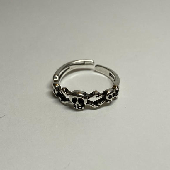 New adjustable sterling silver ring skeletonskull - Picture 3 of 8